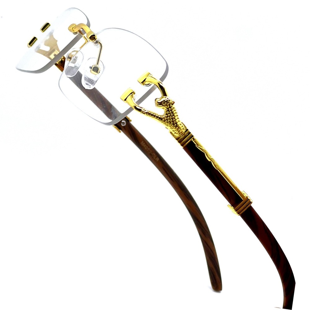 Men's Vintage‎ Retro Rectangle Gold Clear Lens Fashion Hip Hop Glasses Hip Hop